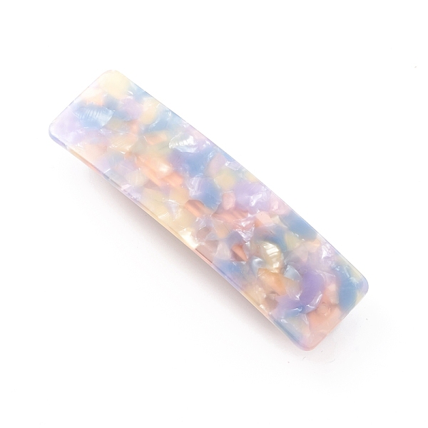 

PandaHall Cellulose Acetate(Resin) Hair Barrette, with Platinum Iron Findings, Rectangle, Colorful, 84.5x24x14mm Cellulose Acetate