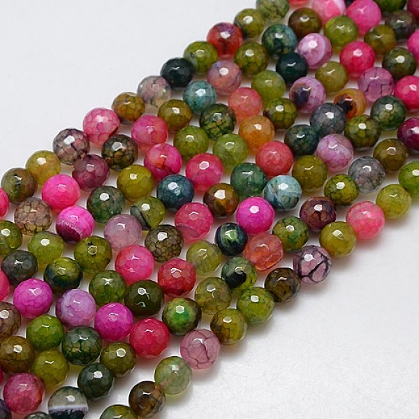 

PandaHall Natural Agate Round Beads Strand, Dyed, Faceted, Mixed Color, 10mm, Hole: 1mm, about 38pcs/strand, 14.56 inch Crackle Agate Round..., Multicolor