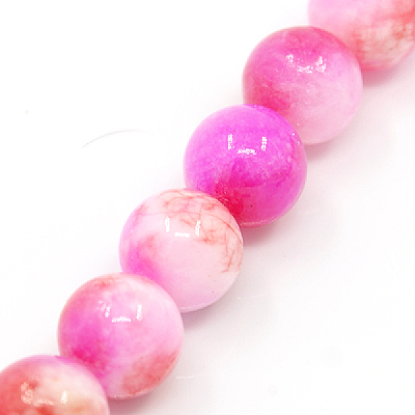 

PandaHall Natural Persian Jade Beads Strands, Dyed, Round, Fuchsia, 6mm, Hole: 1mm, about 62pcs/strand, 16 inch Persian Jade Round Pink