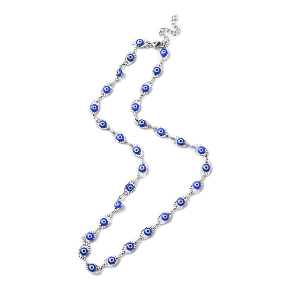 

PandaHall Evil Eye Plastic Link Chain Necklace, 304 Stainless Steel Jewelry for Women, Blue, 17-1/2~17-5/8 inch(44.4~44.7cm) 304 Stainless...