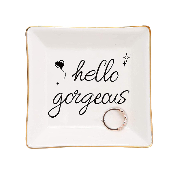 

PandaHall Porcelain Square Ring Holder, Jewelry Tray, for Holding Small Jewelries, Rings, Necklaces, Earrings, Bracelets, Trinket, for Women...