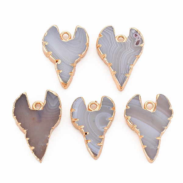 

PandaHall Natural Agate Pendants, with Light Gold Plated Iron Findings, Dyed & Heated, Heart, Slate Gray, 27.5~31x20~21x5~6.5mm, Hole: 2mm...