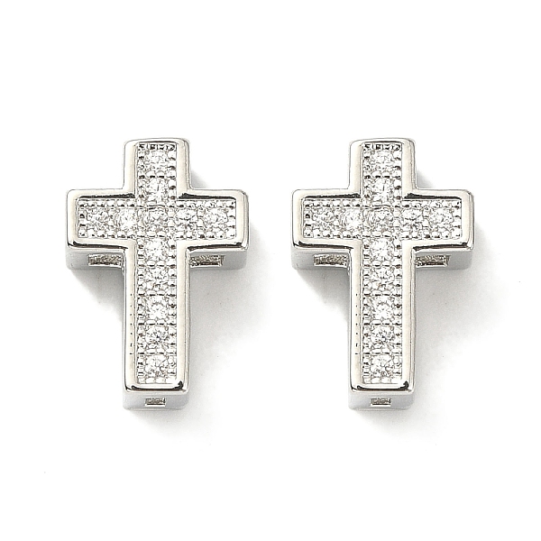 

PandaHall Brass Micro Pave Cubic Zirconia Charms, Lead Free & Cadmium Free, Cross, Platinum, 12.5x8.5x5.5mm, Hole: 3x0.9mm Brass+Cubic..., Clear