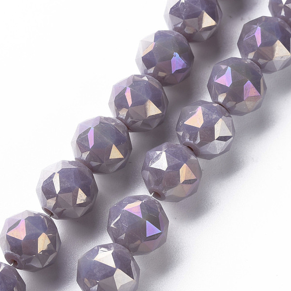 

PandaHall Electroplate Glass Beads Strands, AB Color Plated, Faceted Round, Medium Purple, 10x9.5mm, Hole: 1.2mm, about 60pcs/strand, 21.65...