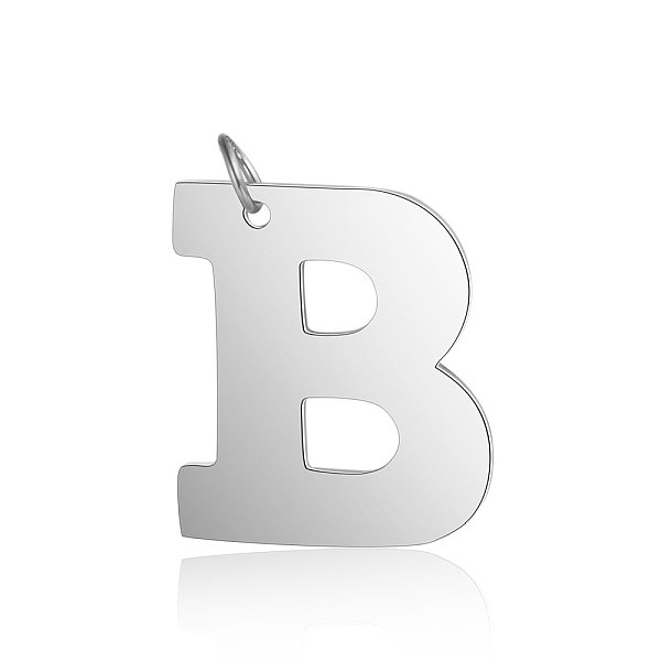 

PandaHall 201 Stainless Steel Pendants, Letter, Stainless Steel Color, Letter.B, 29.5x26x1.5mm, Hole: 4.5mm 201 Stainless Steel Letter B