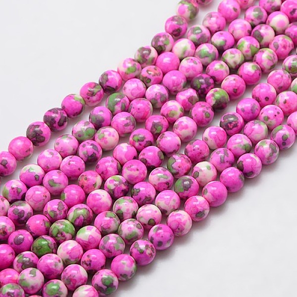

PandaHall Synthetic Ocean White Jade Beads Strands, Dyed, Round, Fuchsia, 8mm, Hole: 1mm, about 52pcs/strand, 15.35 inch Ocean White Jade..., Pink