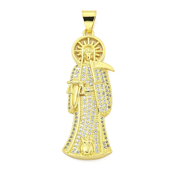 

PandaHall Rack Plating Brass Micro Pave Clear Cubic Zirconia Pendants, Cadmium Free & Lead Free, Long-Lasting Plated, Death, Real 18K Gold...