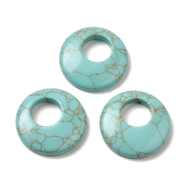 

PandaHall Synthetic Green Turquoise Pendants, Donut/Pi Disc Charms, 27.5~28x4.5~5.5mm Synthetic Turquoise Donut