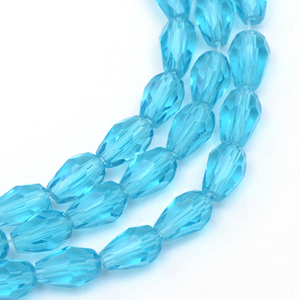 

PandaHall Transparent Glass Bead Strands, Faceted Teardrop, Deep Sky Blue, 8x6mm, Hole: 1mm, about 66~68pcs/strand, 19.6 inch Glass Teardrop...