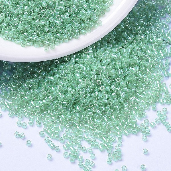 

PandaHall MIYUKI Delica Beads, Cylinder, Japanese Seed Beads, 11/0, (DB1483) Transparent Mint Luster, 1.3x1.6mm, Hole: 0.8mm, about..., Green