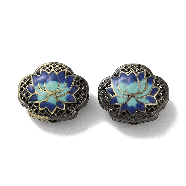 

PandaHall Brass Enamel Beads, Cadmium Free & Lead Free, Lotus, Antique Bronze, 13.5x15.5x8.5mm, Hole: 1.8mm and 1.6mm Brass+Enamel Flower