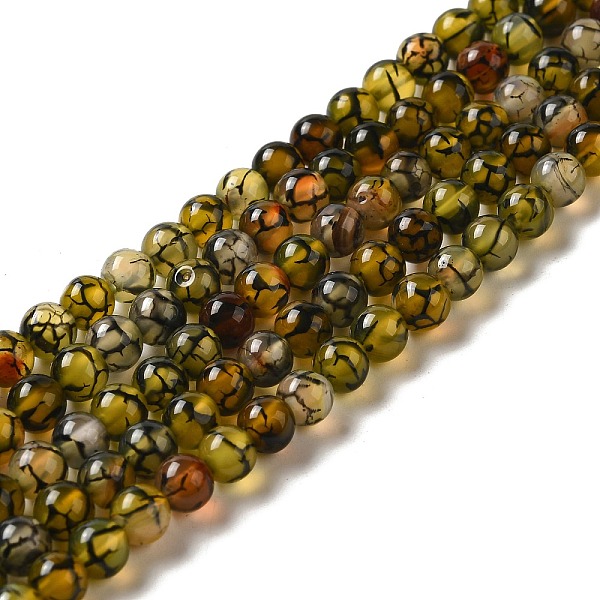 

PandaHall Natural Dragon Veins Agate Beads Strands, Dyed, Round, Olive, 6mm, Hole: 1mm, about 64pcs/strand, 15.5 inch Dragon Veins Agate..., Green