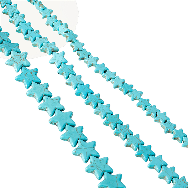

PandaHall arricraft 3 Strands Star Shape Turquoise Beads, 3 Styles Crackle Star Charms Stone Beads Little Twinkle Star Spacer Beads for..., Green
