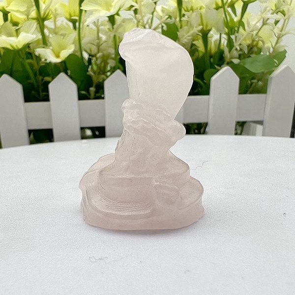 

PandaHall Natural Rose Quartz Carved Healing Snake Figurines, Reiki Energy Stone Display Decorations, 30~40mm Rose Quartz Snake