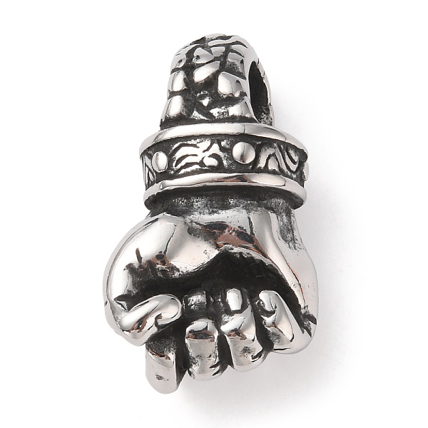 

PandaHall 304 Stainless Steel Pendants, Hand Charm, Antique Silver, 34x18x13.5mm, Hole: 7.5x8.5mm 304 Stainless Steel Body