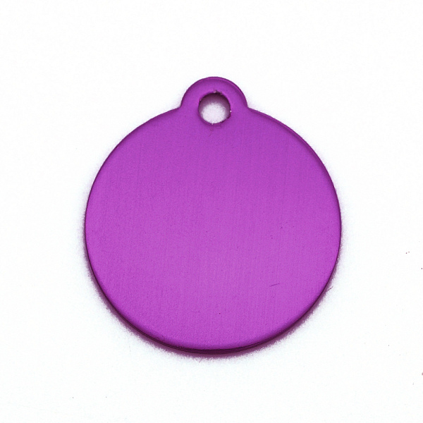 PandaHall Colored Aluminum Pendants, Laser Cut, Double Sided Dog Pet Name Phone Number ID Tag Charm, Flat Round, Blue Violet, 25.5x23x1mm...