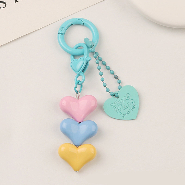 

PandaHall Resin Keychain, with Spray Painted Alloy Findings, Heart, Cyan, 4.6x2.2cm and 6.8x2.2cm Resin Heart Cyan