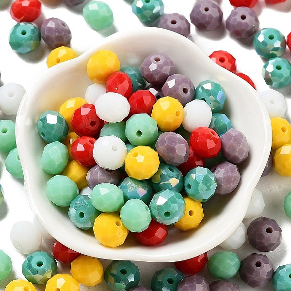 

PandaHall Glass Beads, Faceted, Rondelle, Mixed Color, 10x8mm, Hole: 1mm, about 67pcs/60g Glass Rondelle Multicolor