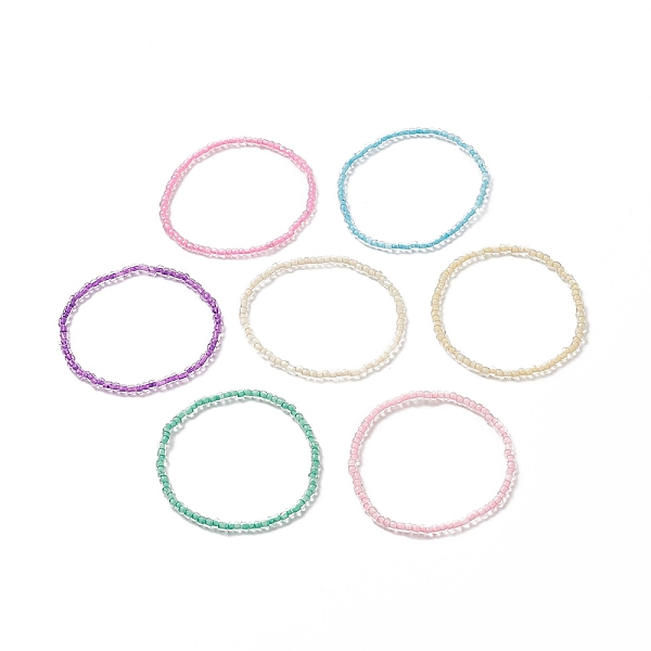 7 Stück 7-farbiges Stretch-Fußkettchen-Set Aus Glassamenperlen Für Damen