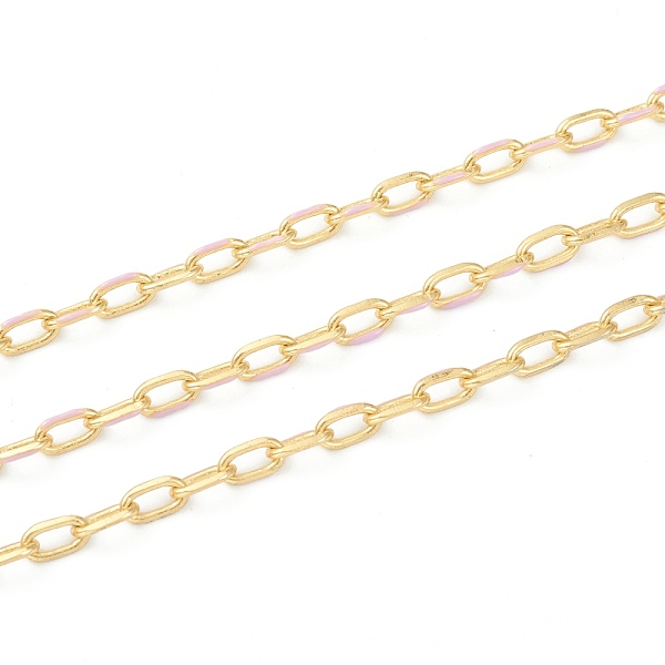 

PandaHall Handmade Golden Brass Enamel Link Chains, Cable Chains, with Spool, Soldered, Long-Lasting Plated, Oval, Plum, 7x4x1mm, 32.8 Feet..., Purple