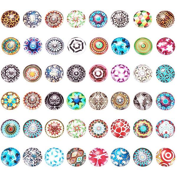 

PandaHall Printed Glass Half Round/Dome Cabochons, Mixed Color, 16x5mm, about 200pcs/box Glass Half Round Multicolor