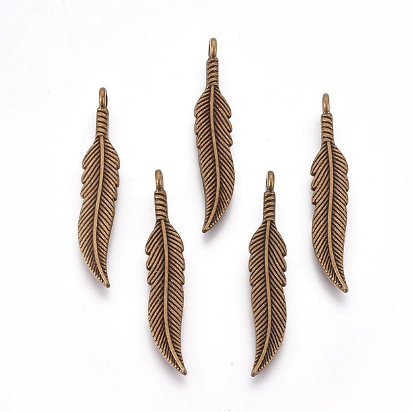 

PandaHall Tibetan Style Alloy Pendants, Leaf, Cadmium Free & Nickel Free & Lead Free, Antique Bronze, 37x7x5mm, Hole: 2mm, about...