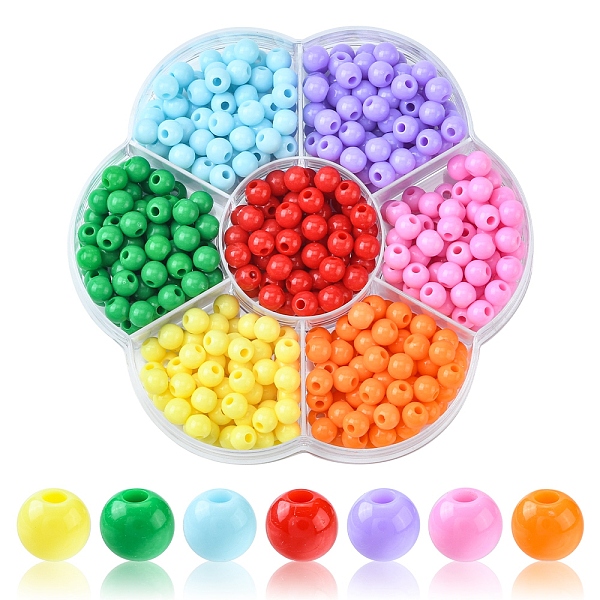 490Pcs 7 Colors Opaque Acrylic Beads