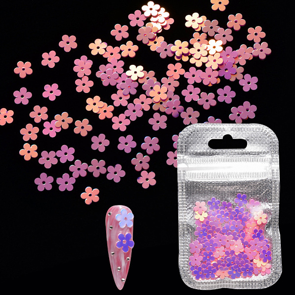 

PandaHall Shining Nail Art Glitter, Manicure Sequins, DIY Sparkly Paillette Tips Nail, Flower, Hot Pink, 6.5x7x0.3mm, about 2g/bag Plastic...