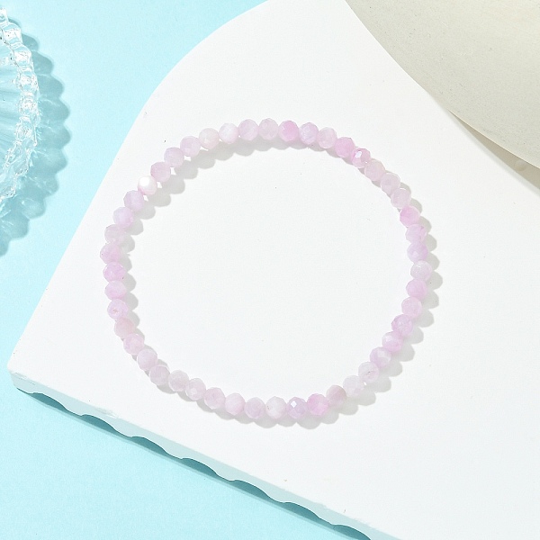 Bracciale elasticizzato da donna con perline in kunzite naturale
