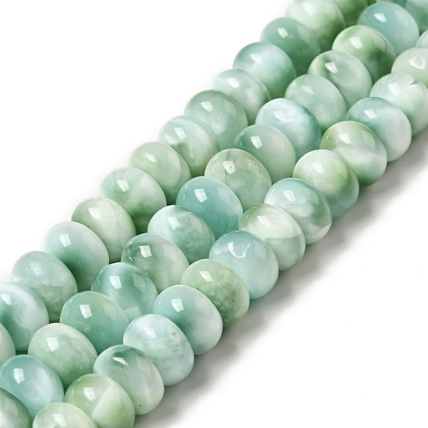 

PandaHall Natural Glass Beads Strands, Grade AB+, Rondelle, Aqua Blue, 10x6~7mm, Hole: 0.9mm, about 64~66pcs/strand, 15.5~15.7''..., Cyan