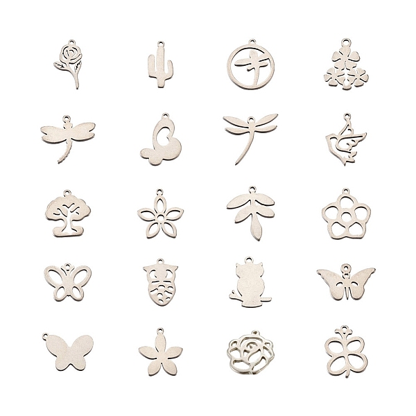 

PandaHall 304 Stainless Steel Pendants, Laser Cut, Mixed Shape, Stainless Steel Color, 100pcs/box Stainless Steel Mixed Shapes