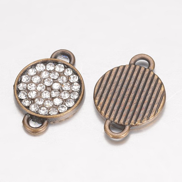 

PandaHall Alloy Grade A Rhinestone Links connectors, Flat Round, Antique Bronze, 18.5x13x2mm, Hole: 1.5x2mm Alloy+Rhinestone Flat Round..., Clear
