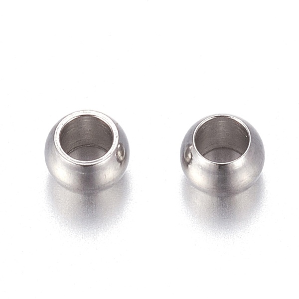 

PandaHall 201 Stainless Steel Beads, Round, Stainless Steel Color, Hole: 1.7mm, 3x2mm 201 Stainless Steel Round