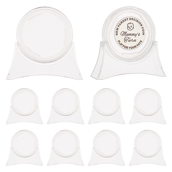 

PandaHall FINGERINSPIRE 10 Sets Acrylic Coin Display Stand 2.4x2.6 inch Floating Display Case with 1.5 inch Diameter Round Box & Trapezoidal..., Clear