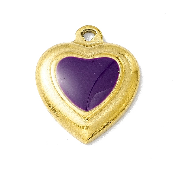 

PandaHall 304 Stainless Steel Pendants, with Enamel, Heart, Purple, 18x15x3.5mm, Hole: 1.4mm Stainless Steel+Enamel Heart Purple