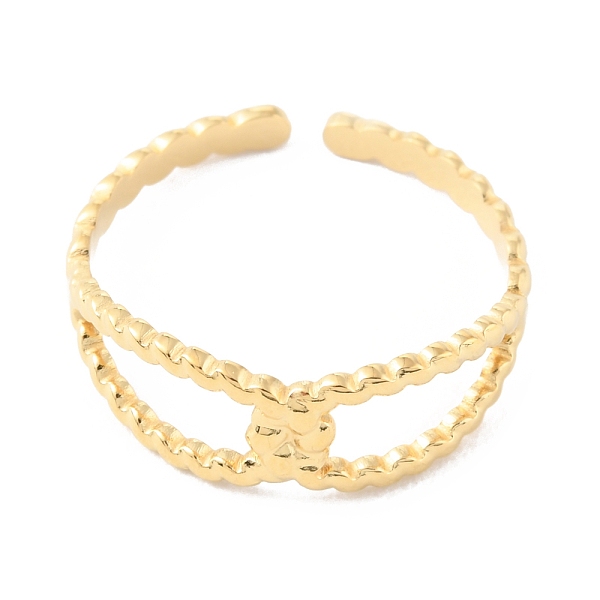 

PandaHall 304 Stainless Steel Hollow Knot Open Cuff Rings, Real 14K Gold Plated, Inner Diameter: 17mm 304 Stainless Steel
