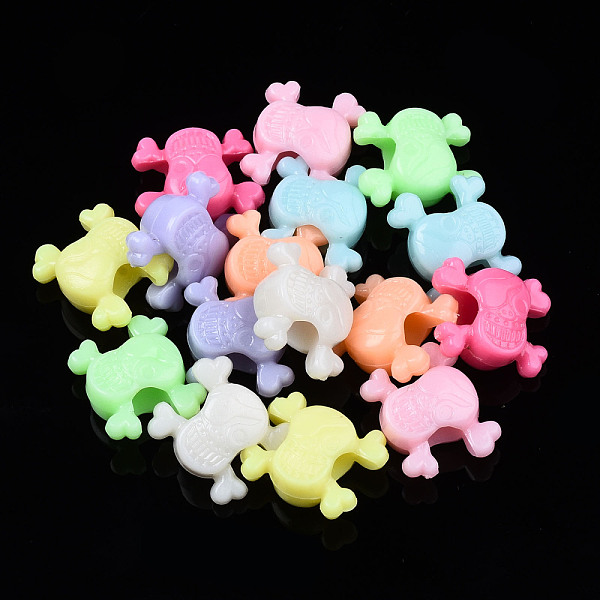 

PandaHall Opaque Acrylic Beads, Skull, Mixed Color, 14x12x7mm, Hole: 4mm, about 1300pcs/500g Acrylic Skull Multicolor