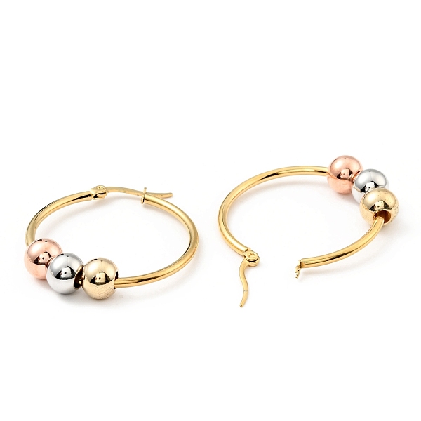 

PandaHall Vacuum Plating 201 Stainless Steel Beaded Ring Hoop Earrings with 316 Stainless Steel Pins for Women, Mixed Color, 33.5x2mm, Pin...