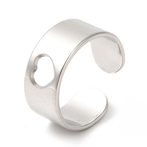 

PandaHall 201 Stainless Steel Ring, Open Cuff Ring, Hollow Heart Ring for Women, Stainless Steel Color, US Size 6 3/4(17.2mm) 201 Stainless...