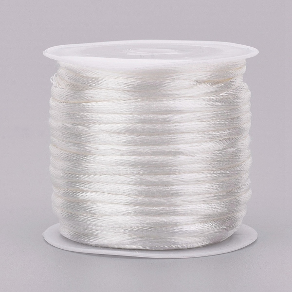 

PandaHall Nylon Cord, Satin Rattail Cord, for Beading Jewelry Making, Chinese Knotting, White, 1mm, about 32.8 yards(30m)/roll Nylon White