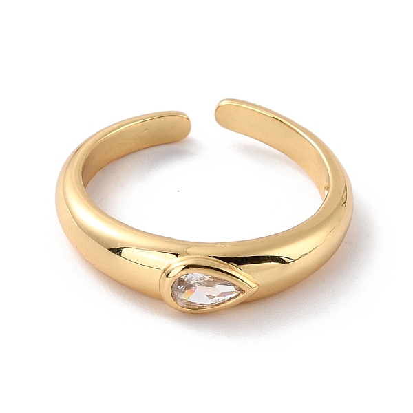 

PandaHall Teardrop Cubic Zirconia Dome Ring for Her, Adjustable Cuff Finger Ring, Cadmium Free & Lead Free, Real 18K Gold Plated, US Size 6...