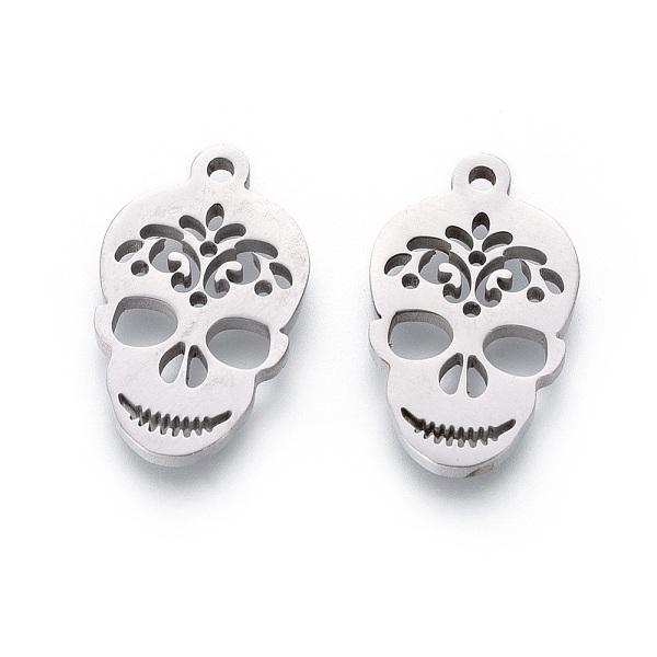 

PandaHall 201 Stainless Steel Pendants, Manual Polishing, Sugar Skull, For Mexico Holiday Day of the Dead, Stainless Steel Color...