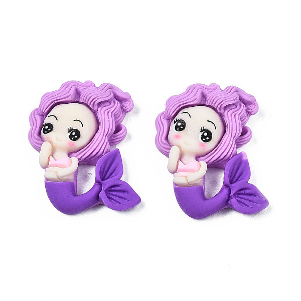 

PandaHall Opaque Resin Cabochons, Mermaid, Violet, 31x24x7mm Resin Fish Purple