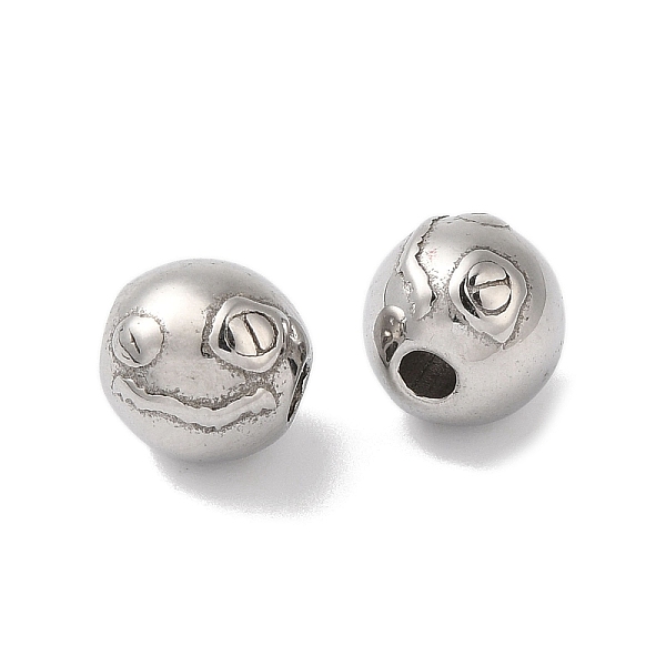 

PandaHall 304 Stainless Steel Beads, Round with Horror Face, Stainless Steel Color, 8x7x7mm, Hole: 2mm 304 Stainless Steel Round