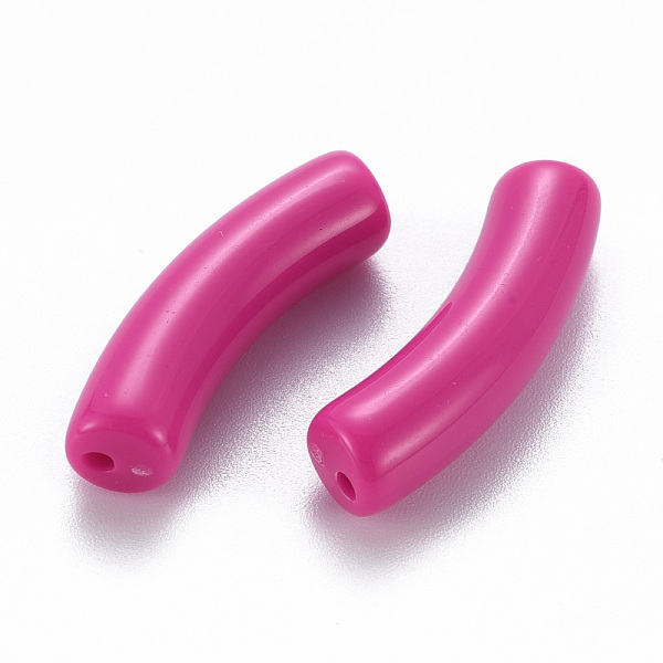 

PandaHall Opaque Acrylic Beads, Curved Tube, Medium Violet Red, 32x9.5x8mm, Hole: 1.8mm, about 330pcs/500g Acrylic Tube