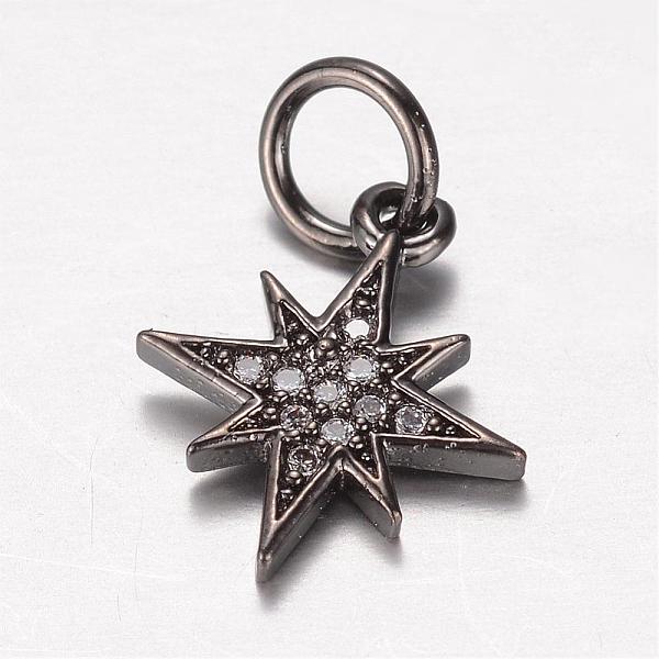 

PandaHall Brass Micro Pave Cubic Zirconia Charms, Star, Gunmetal, 14x12x2mm, Hole: 4mm Brass+Cubic Zirconia Star Clear