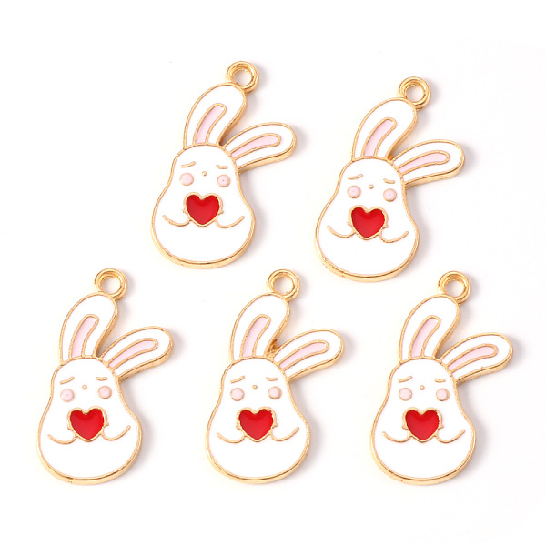 

PandaHall Alloy Enamel Pendants, Light Gold, Cadmium Free & Lead Free, Rabbit with Heart, Red, 25x15x1mm, Hole: 1.8mm Alloy+Enamel Rabbit...