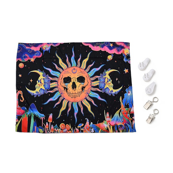 

PandaHall UV Reactive Blacklight Tapestry, Polyester Decorative Wall Tapestry, for Home Decoration, Rectangle, Sun Pattern, 950x750x0.5mm...