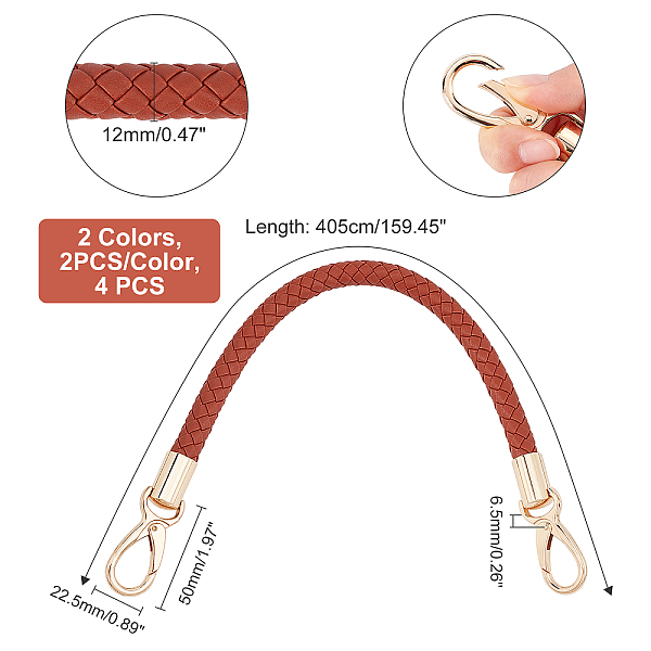4 Stücke 2 Farben Pu Leder Weben Taschengriffe