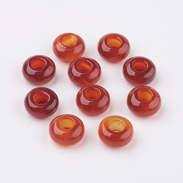 

PandaHall Natural Carnelian European Beads, Large Hole Beads, Rondelle, 14x7~8mm, Hole: 6mm Carnelian Rondelle